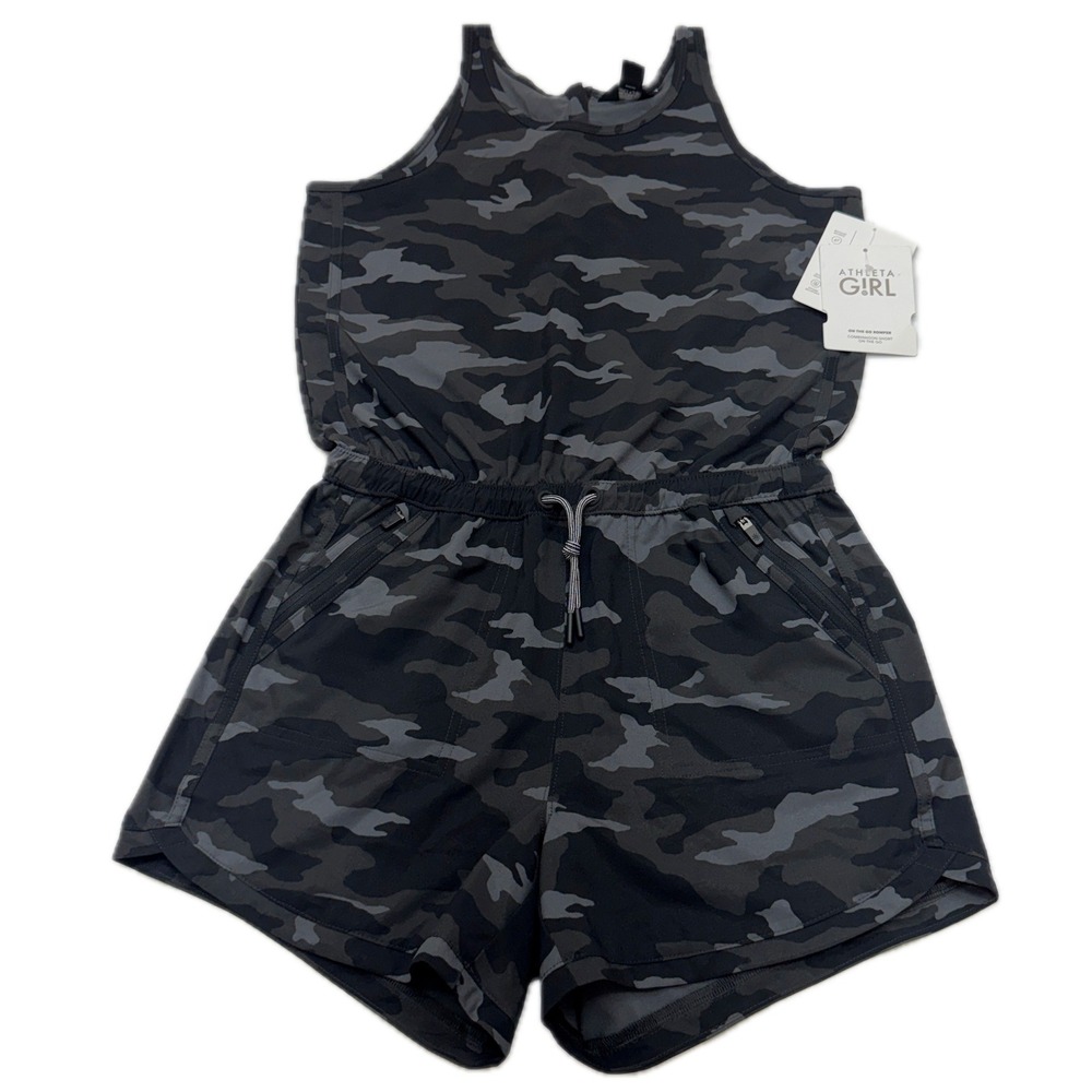 Athleta Romper Girl XXL 16 Black Camo On The Go Athleisure